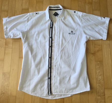Blanc du Nil Grösse L Herren Kurzarmhemd Weiss Leinenoptik