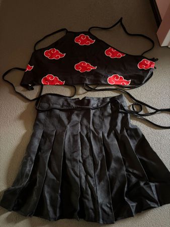 Fille  Akatsuki Naruto Cosplay - Haut + Jupe Plissée Neuf