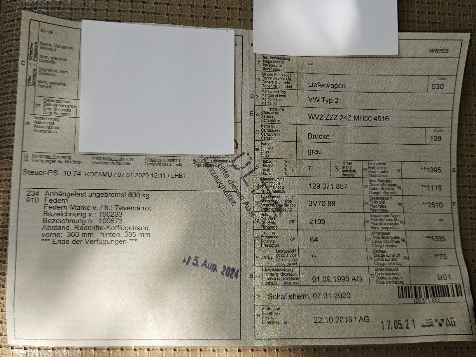 VW Automobili: VW Typ 2 Bus – Usato da Birr venduto da Yamaha8686 9