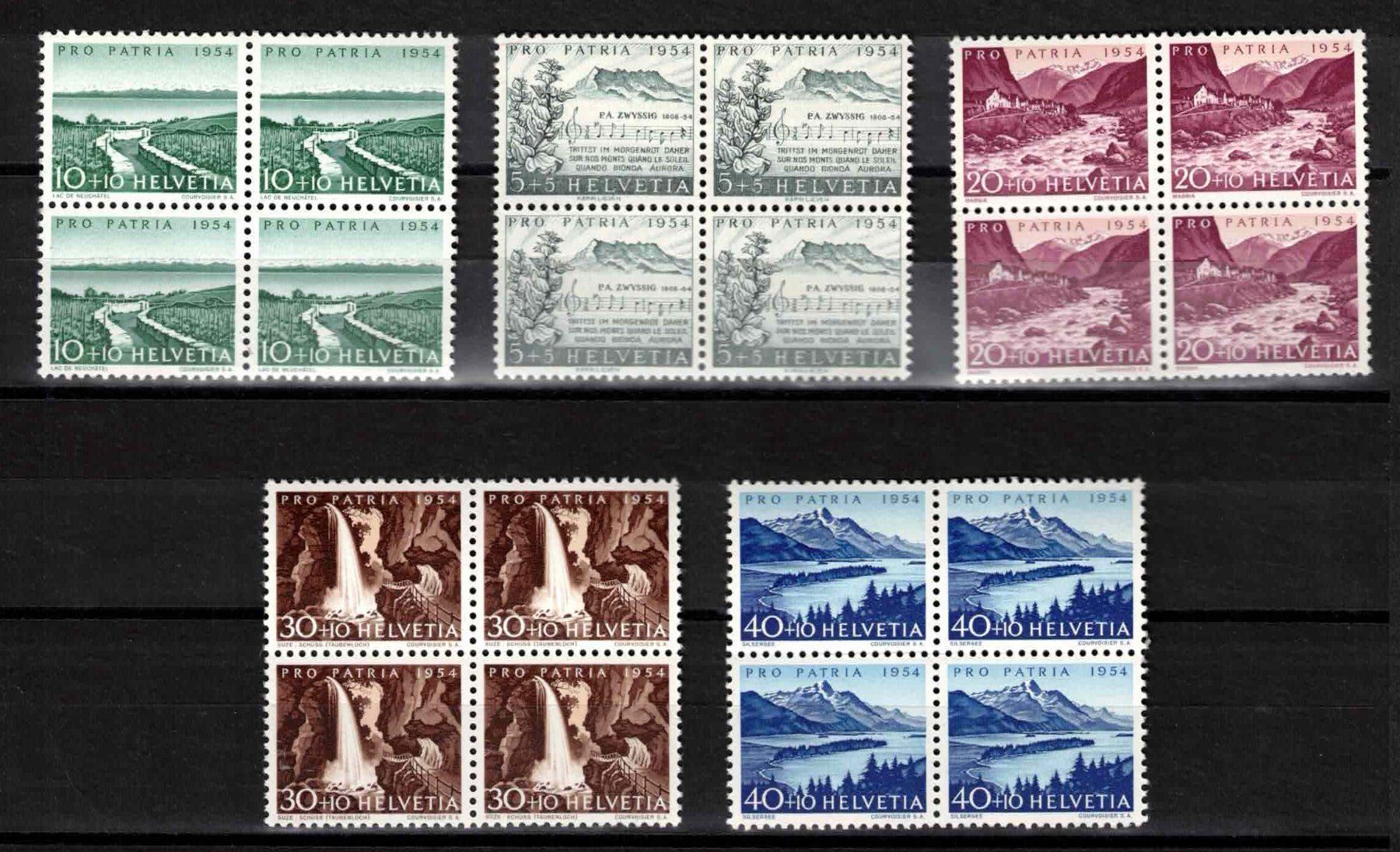 Tutti i francobolli: Pro Patria 1954 Serie im 4er-Block ** postfrisch – Nuovo (secondo la descrizione) da Nuglar venduto da Stamp88