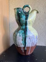 Superbe grand vase polychrome en gres