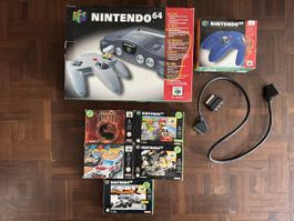 Nintendo N64 inklusive 2 Controller & 5 Games