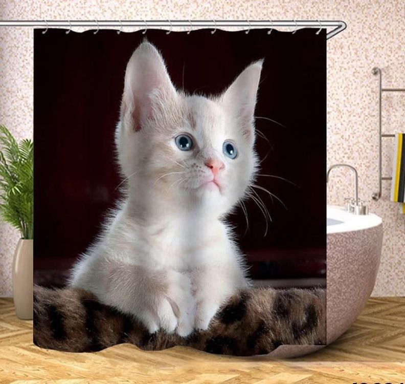 Duschvorhang 120x180cm Antischimmel - Niedliches Katzen Design Wasserdicht