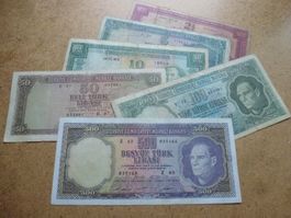 Lot ++ 6 alten Banknoten aus der Türkei