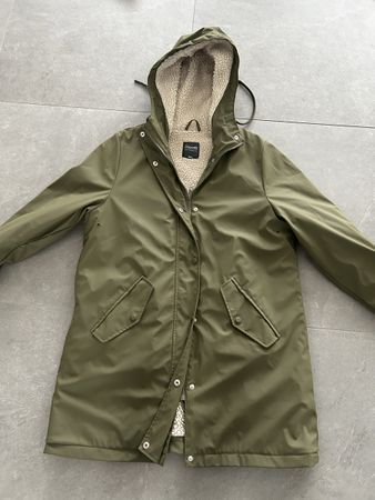 Chicorée Regenmantel oliv mit Teddyfutter Grösse S