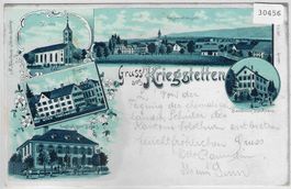 Gruss aus Kriegstetten - Litho - Kirche,