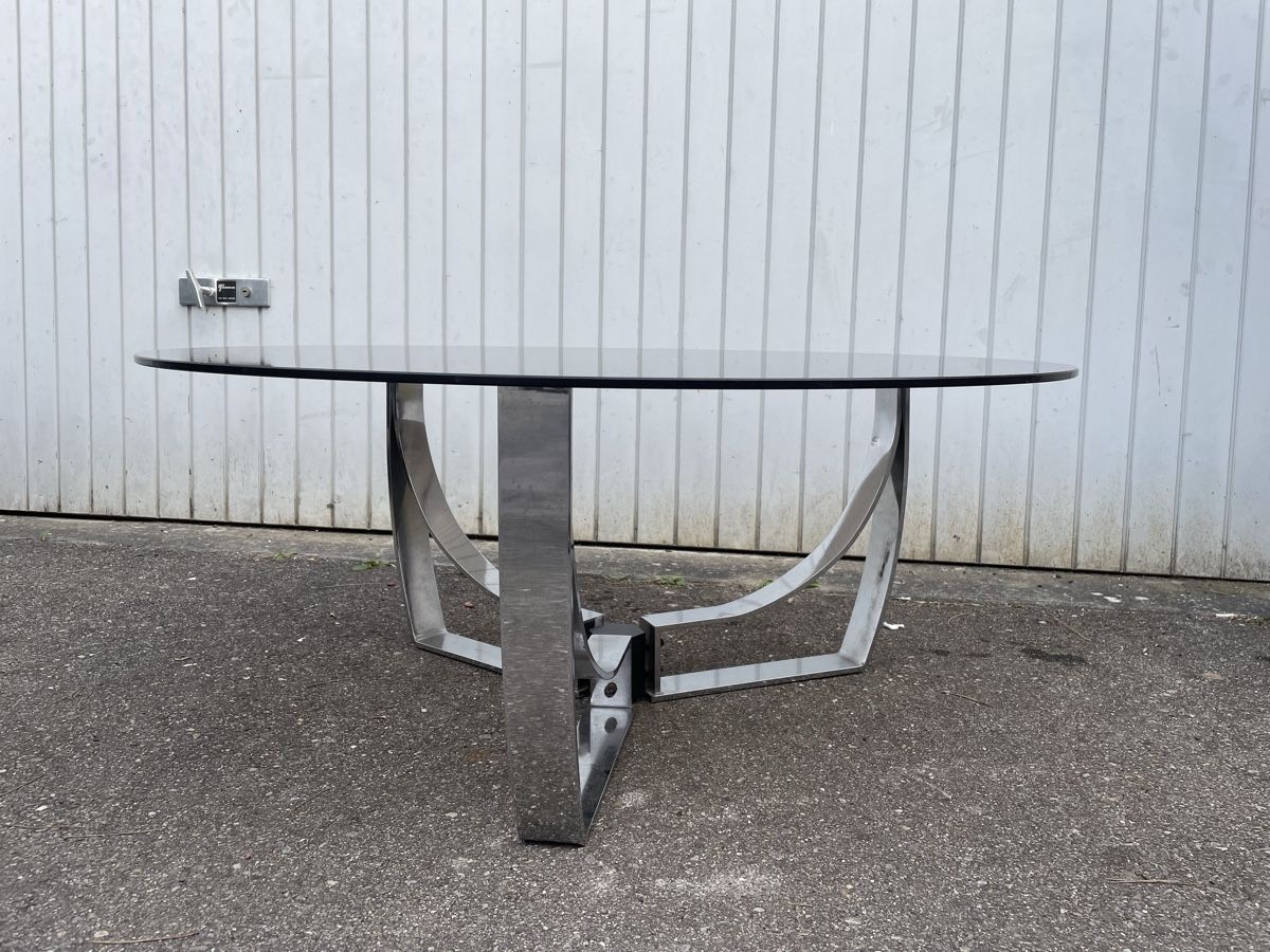 Tische: Mid Century Space Age Couch Tisch Chrom Rauchglas – Gebraucht aus Bern von fotolog111