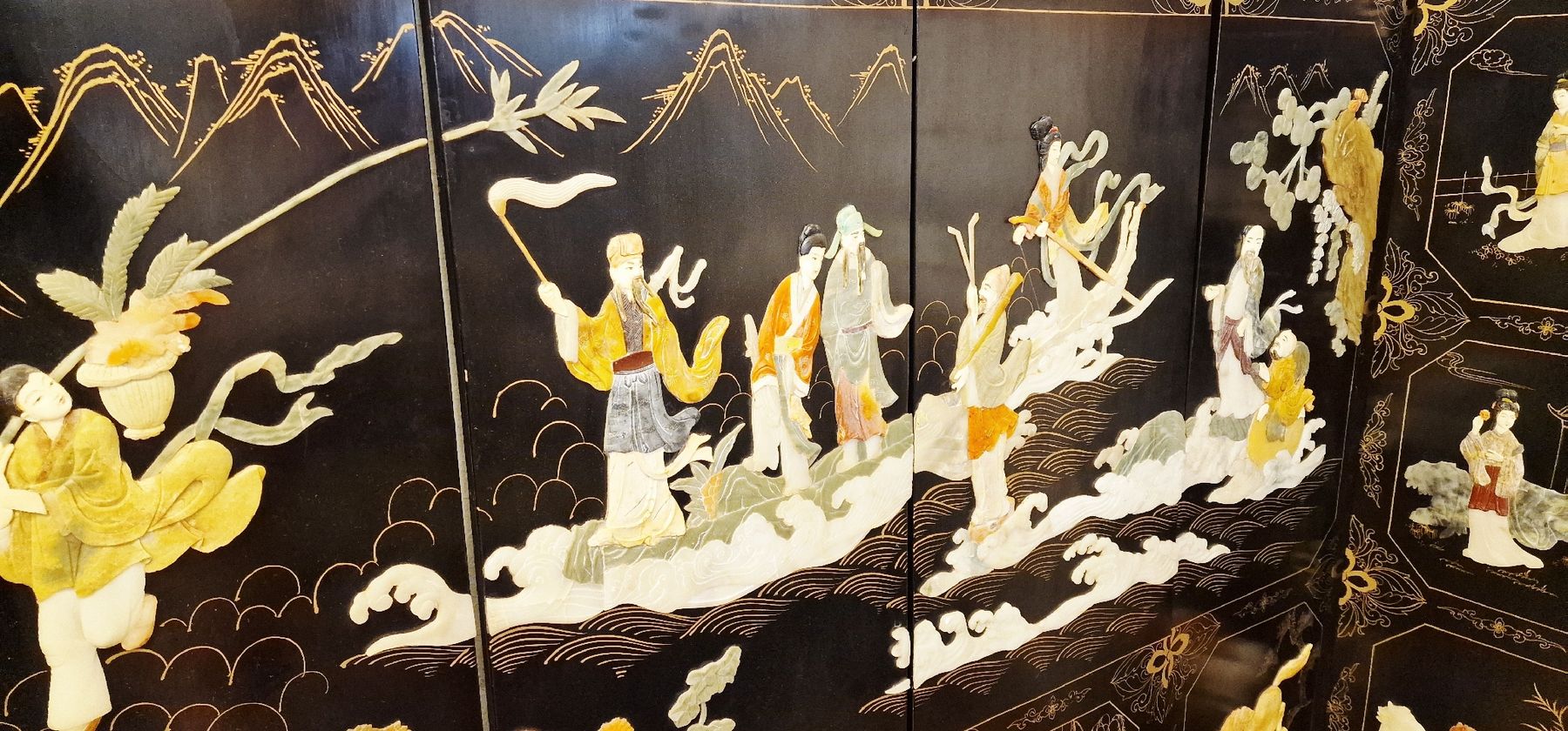 Paraventi: Asiatischer paravent, Raumteiler, mit echte Steine – Usato da BERN venduto da Intarsia 2