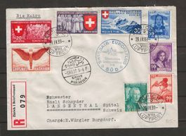 1939 : Europaflug bis Kairo, Mehrfärber Brief