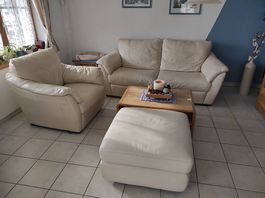 Echtledersofa beige