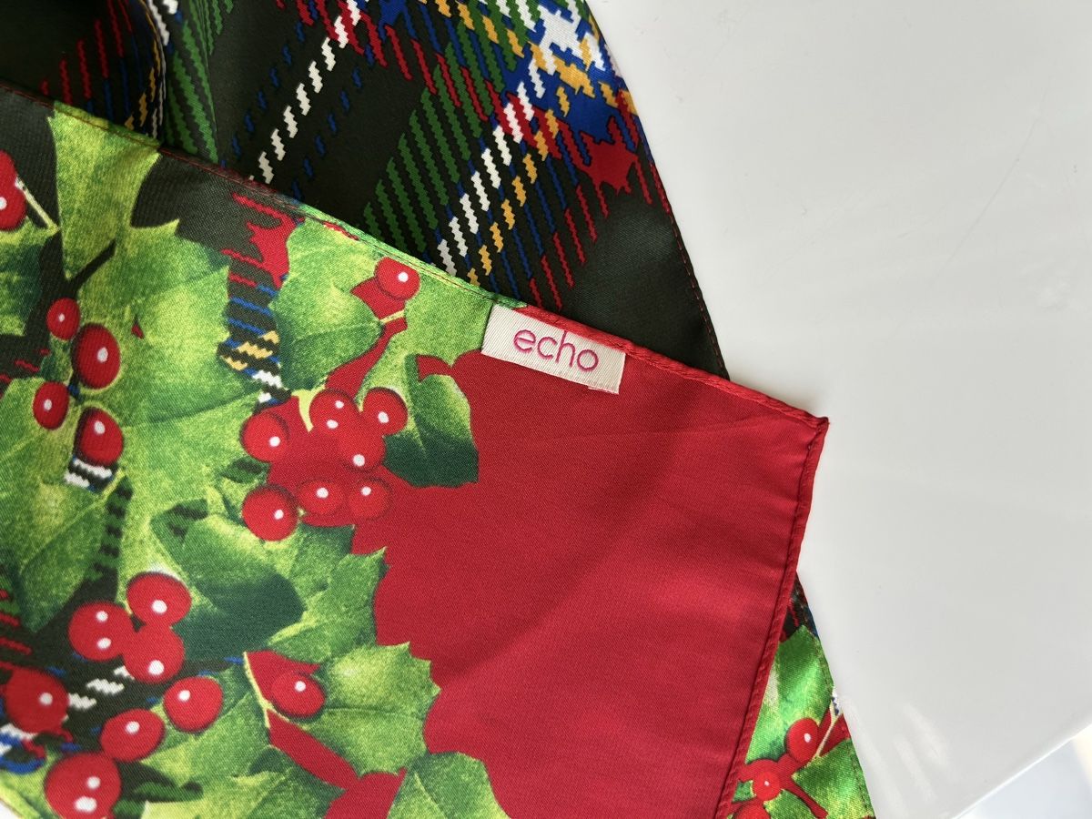 Foulards, Tücher & Schals: Echo Silk Scarf Holly Tartan Holiday Pattern Red Green  – Neu (gemäss Beschreibung) aus Saland von ele_vc96 2