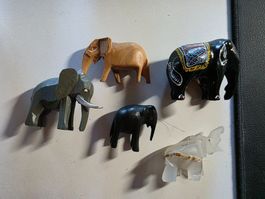 5 kleine Elefanten Figuren Elefant versch. Materialien