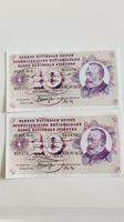 2x 10 Franken 1973, Banknote Schweiz, top Zustand (WA3)