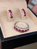 Rubin Ring mit Ohrstecker Diamanten/Gold