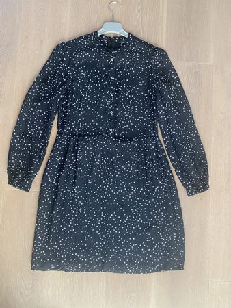Topmarke SET Seidenkleid, Gr. 36, schwarz mit Sternenmuster
