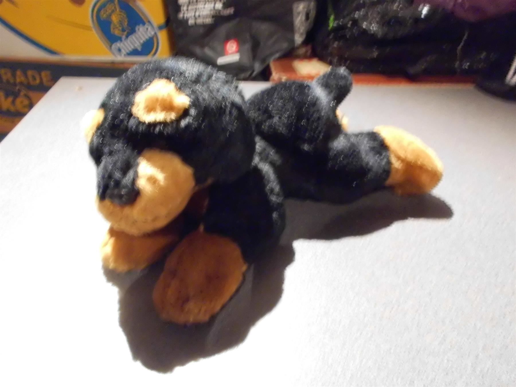 Spielzeuge: Hund schwarz/hellbraun, liegend – Gebraucht aus Zürich von Motzkuh