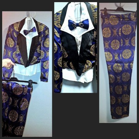 Toller , vintage Anzug, blau gold, Gr. 36
