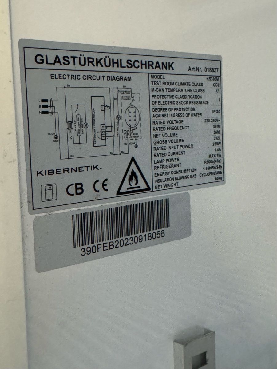 Réfrigérateurs: Kibernetik Glasturkühlschrank  – D'occasion à Schlieren par Freundlich02 9