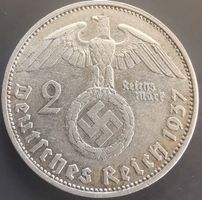 2 Reichsmark 1937 Deutsches Reich Paul von Hindenburg Silber