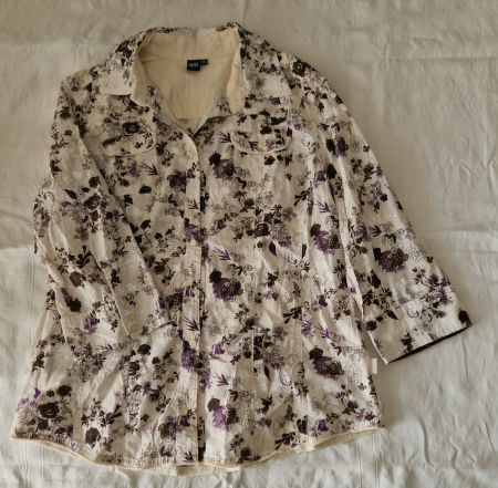 CECIL Bluse Gr. XL Blumenmuster ecru & braun-viola gemustert