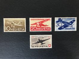 1944, Flugpostmarken F37-F40 ** / mit Abarten