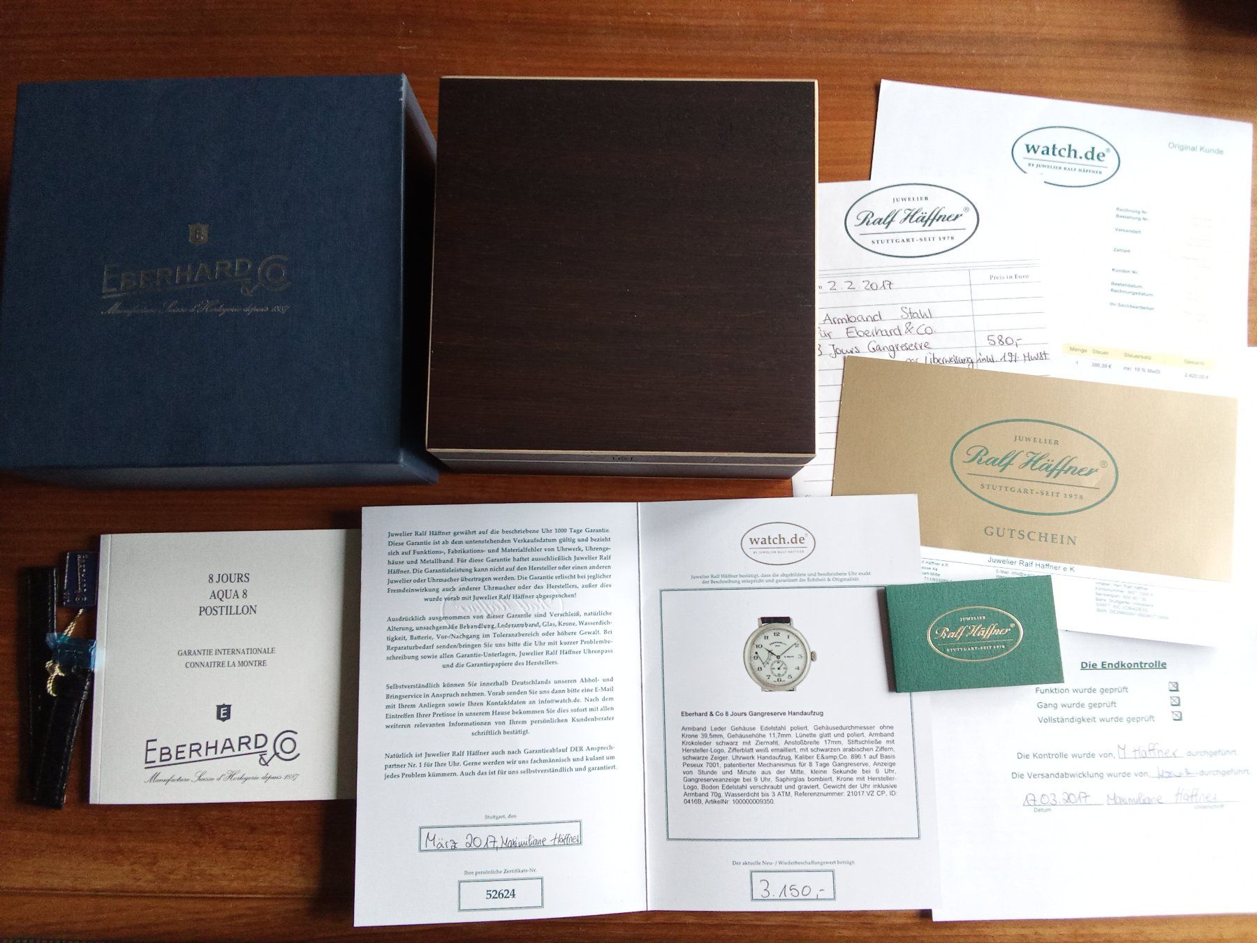 Eberhard & Co. Uhren: Eberhard Co 8 Jours Handaufzug Ref. 21017 Full Set / Fullset – Gebraucht aus Siblingen von Jayuah 7