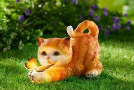 SOLAR Katze mit Schmetterling  (21.5 cm)