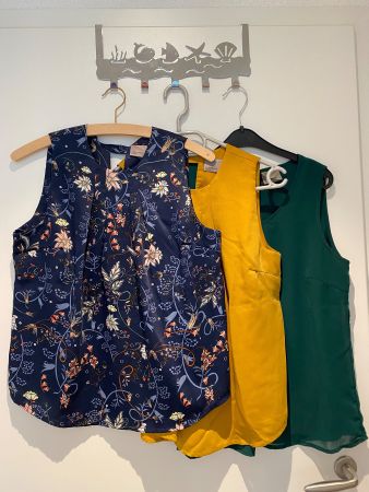 Blusen Tops Damen Vero Moda Gr. S, grün/Senf/Blau neuwertig