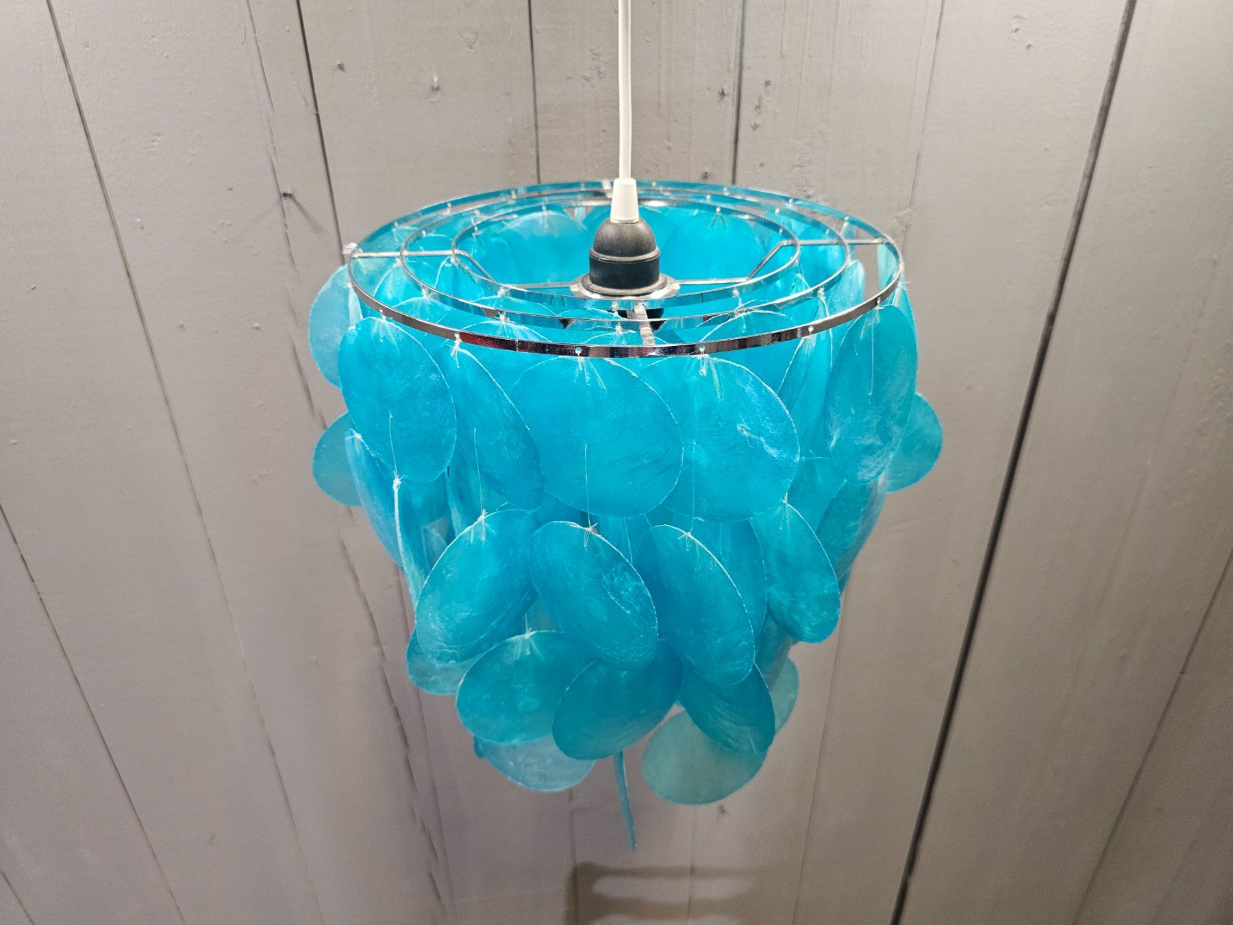 Lustres & lampes de plafonds: Perlmutt - Shell Hängelampe Hängeleuchte Pendelleuchte blau – D'occasion à Nottwil par Wondewa-Shop 1