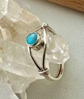 Vintage Ring 800 Silber +MPze Türkis handgefertigt Gr. 51