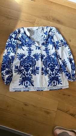 Summer Blouse - Blue and White Pattern - Size S