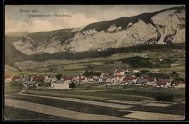 AK Welschenrohr, Ortsansicht mit Felswänden