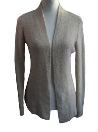 CAROLL Cardigan Gr. 36 offen h'beige ua Mohair+Wolle sMasse