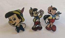 Pinocchio Pins, Disney Figuren, Sammlerstücke, 3 Stk.