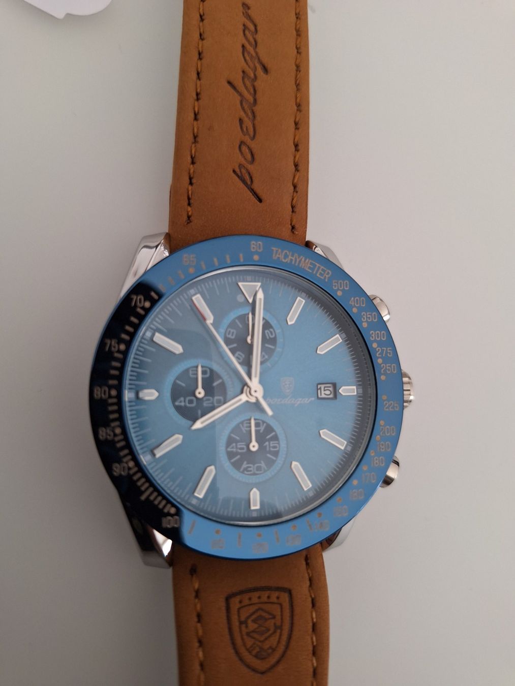 Uhren: Herrenuhr Poedagar Chronograph Lederarmband Datum – Neu und originalverpackt aus Münchenbuchsee von Salezm 3