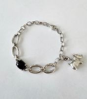 Silber 925 Ankerkette mit Onyx (18 cm) - Neu