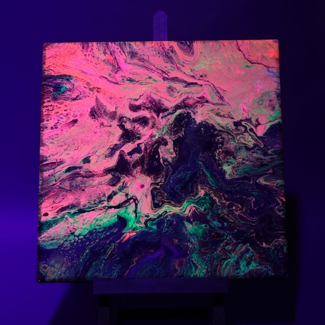 Dipinti: Abstraktes Acrylbild, fluoreszierend, 30x30cm – Nuovo e nell'imballaggio originale da Schönenwerd venduto da BelaE9687 2