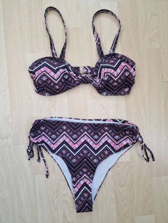Neuwertiges Bikini Gr. M Schwarz Rosa Weiss