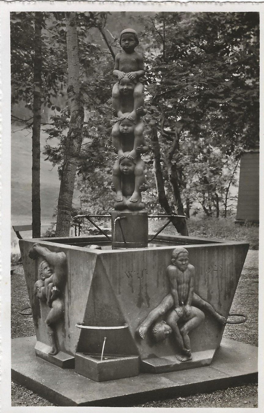 Ansichtskarten: Davos-Platz, Bubenbrunnen, 1945 – Gebraucht aus Frauenfeld von Merk52
