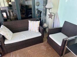 Rattan Lounge, 2-teilig, braun