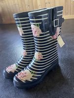 Gummistiefel gestreift mit Blumenmuster neu ungetragen