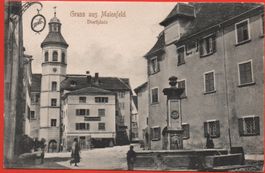 Gruss aus MAIENFELD Dorfplatz - Tuchhandlung Tanner-Schnell