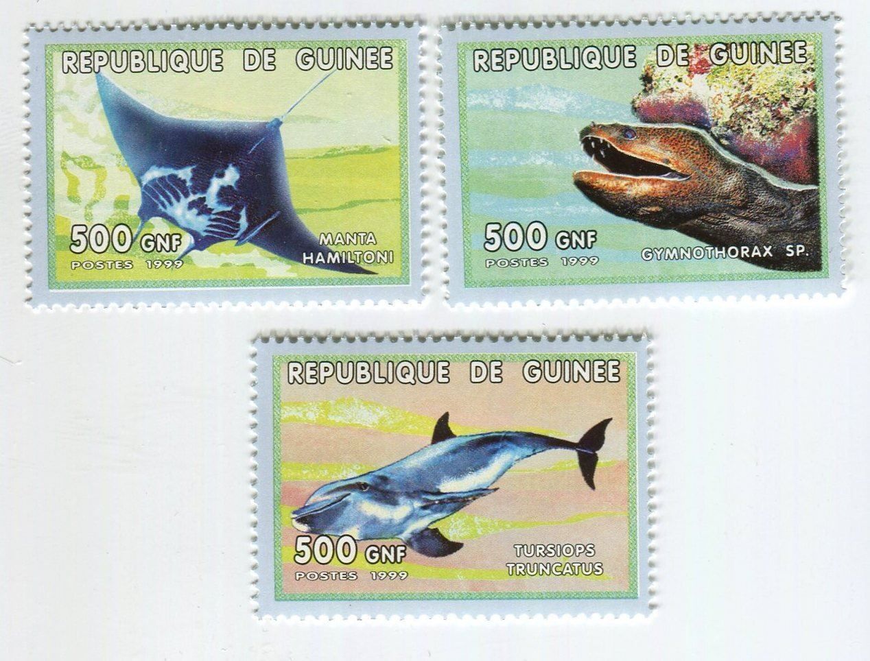 Tous les timbres: Briefmarken "Delfine, Rochen". Guinea. – Neuf avec emballage d'origine à Basel par Butsch5