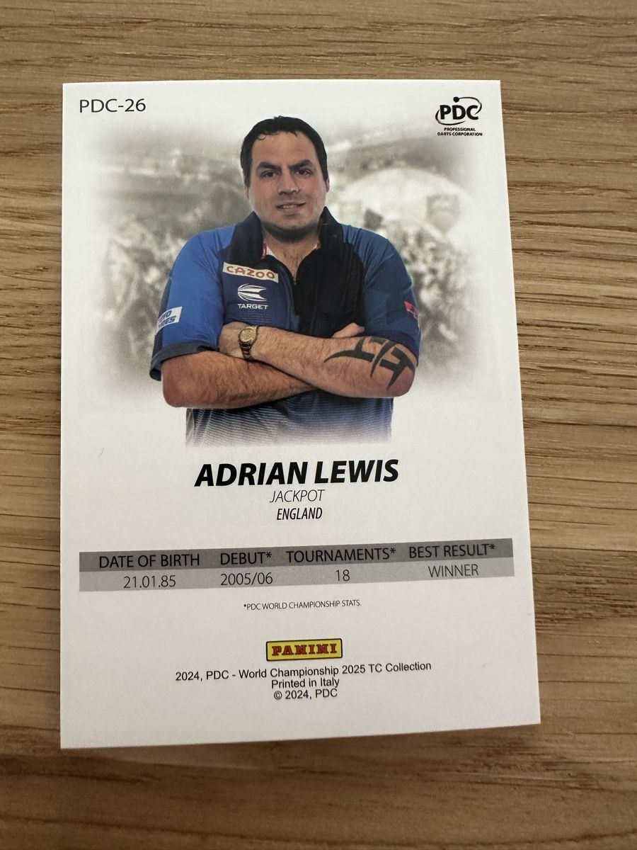 Panini Carte collezionabili: Adrian Lewis Sammelkarten PDC – Nuovo (secondo la descrizione) da Sempach venduto da soj_rk95 1