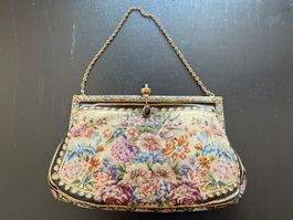 Vintage Stickerei Handtasche mit Kette, schöner Frühlings...