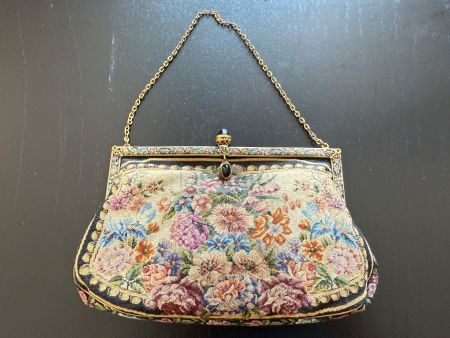 Vintage Stickerei Handtasche mit Kette, schöner Frühlings...
