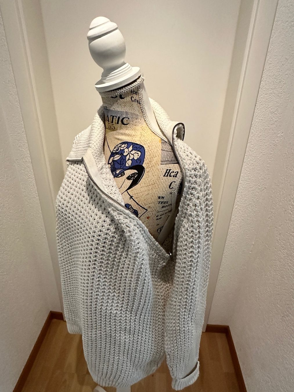 H&M Maglioni & Felpe: Rollkragen Strickpullover mit Reissverschluss, Cremeweiss – Usato da Auw venduto da beretta1966 6
