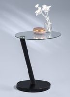 ovaler Beistelltisch ONDA Klarglas Fuss schwarz