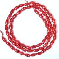 1 Strang echte rote Feuer-Korallen Perlen 6 x 3 mm