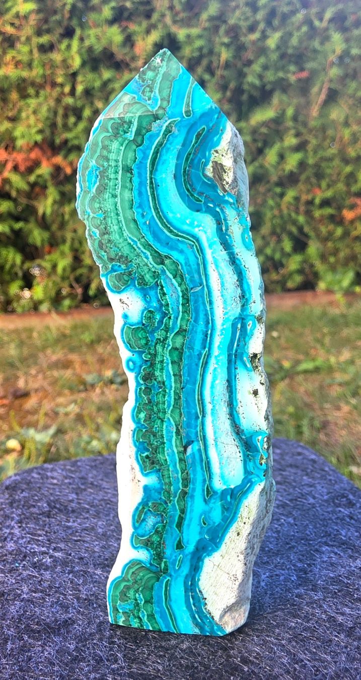 Mineralien & Heilsteine: 💚💙 Einzigartiger Malachit mit Chrysokoll Obelisk – Neu und originalverpackt aus Matzingen von Shay_Crystalz